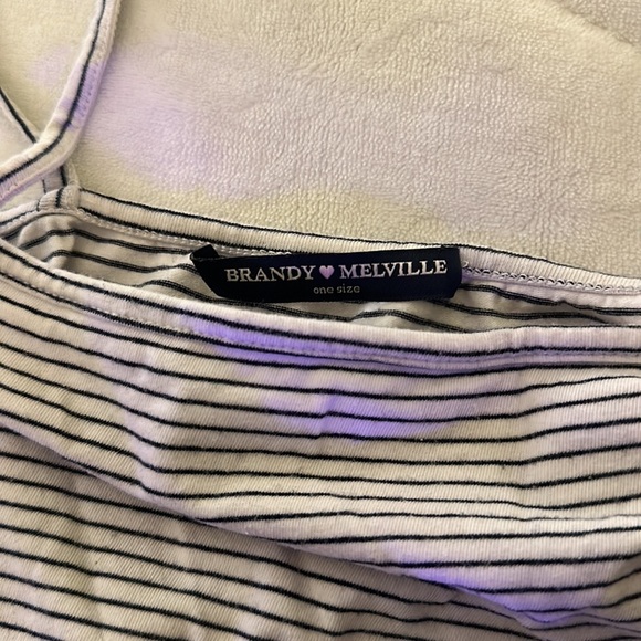 Brandy Melville Black and white stripped crop top - Picture 2 of 2